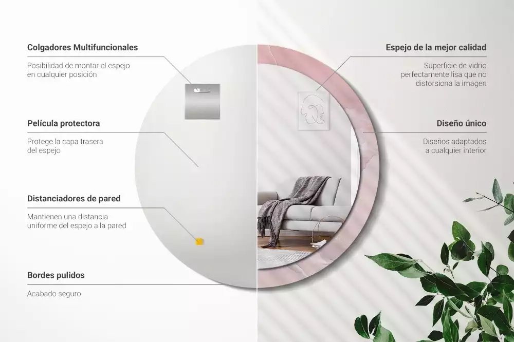 Oglindă rotundă ramă cu imprimeu Piatră roz