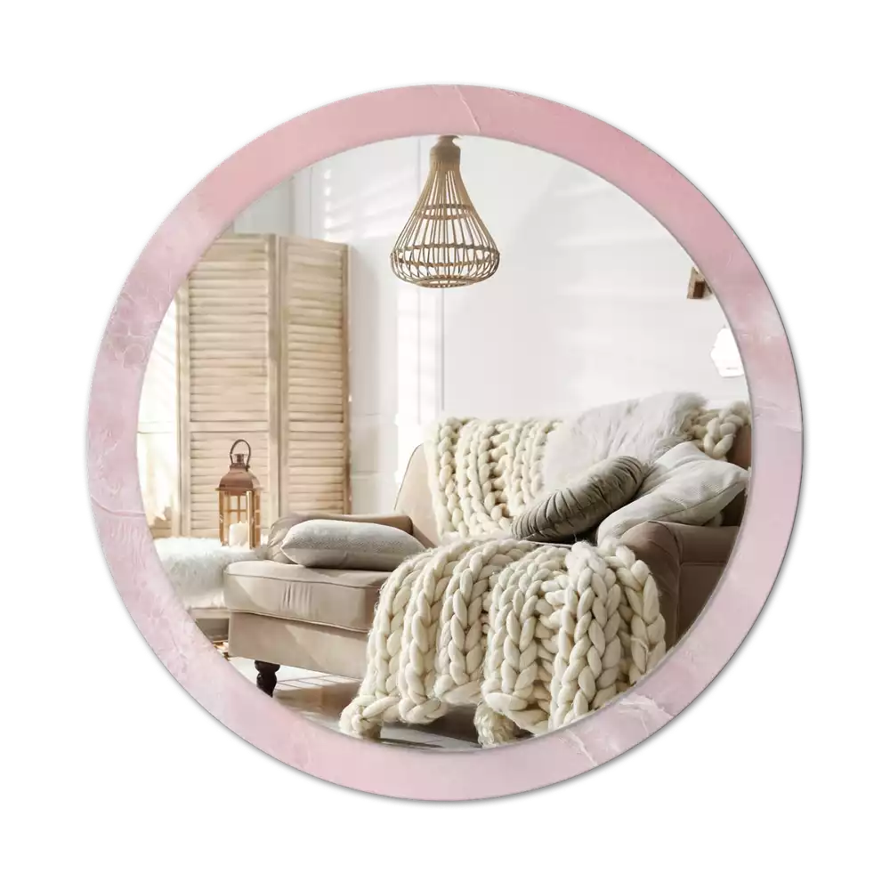 Oglindă rotundă ramă cu imprimeu Piatră roz