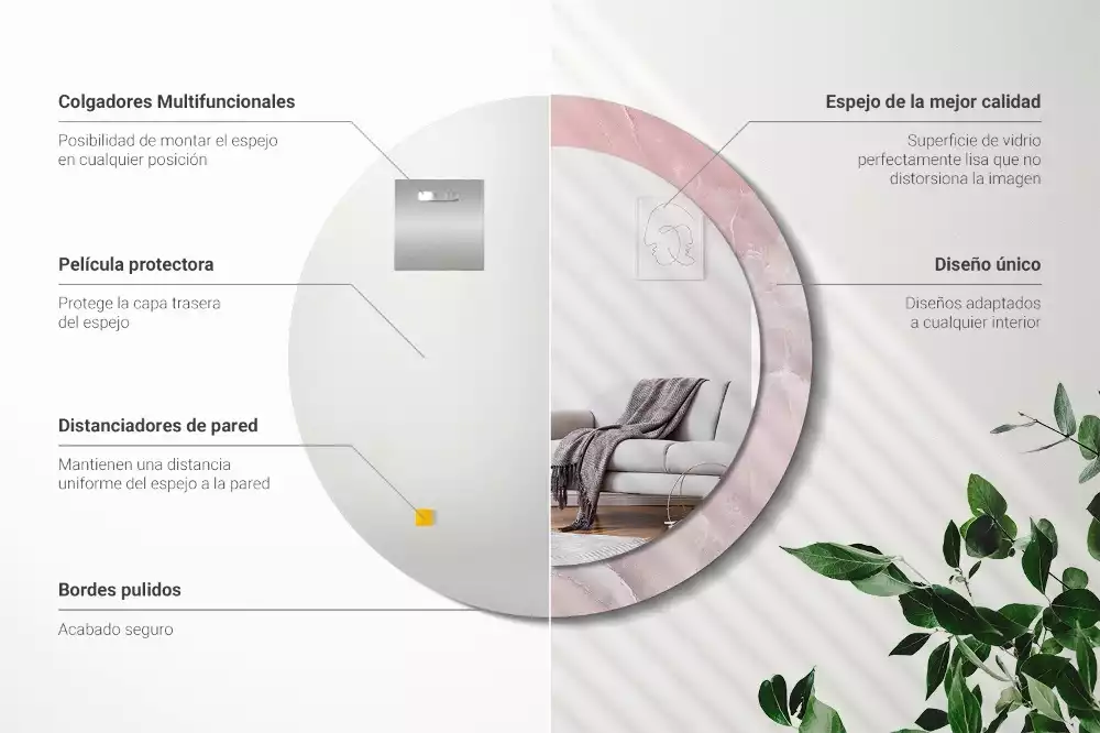 Oglindă rotundă ramă cu imprimeu Piatră roz