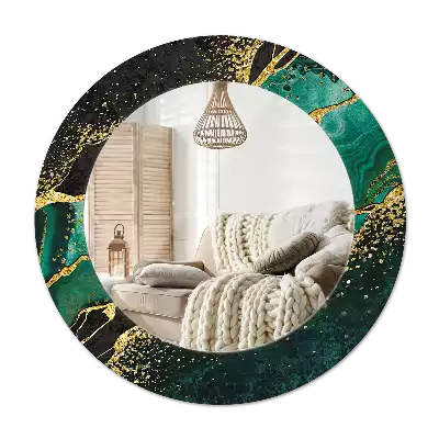 Oglindă cu decor rotundă Marmură verde