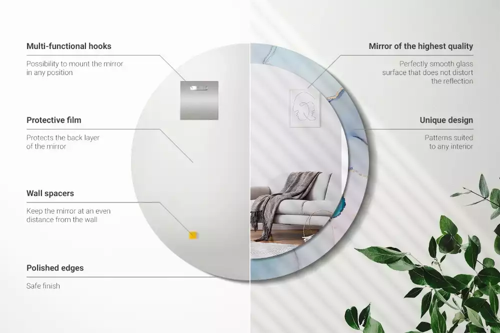 Oglindă rotundă ramă cu imprimeu Lichid abstract