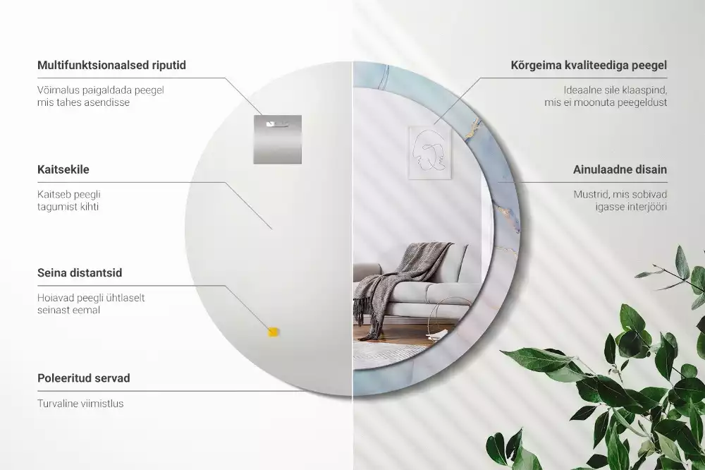 Oglindă rotundă ramă cu imprimeu Lichid abstract