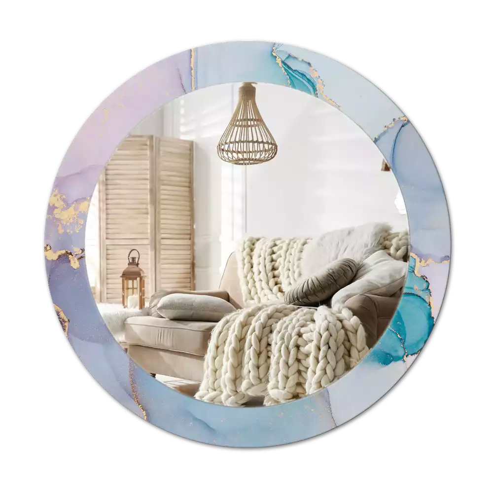 Oglindă rotundă ramă cu imprimeu Lichid abstract