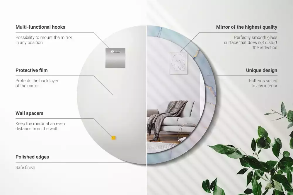 Oglindă rotundă ramă cu imprimeu Lichid abstract