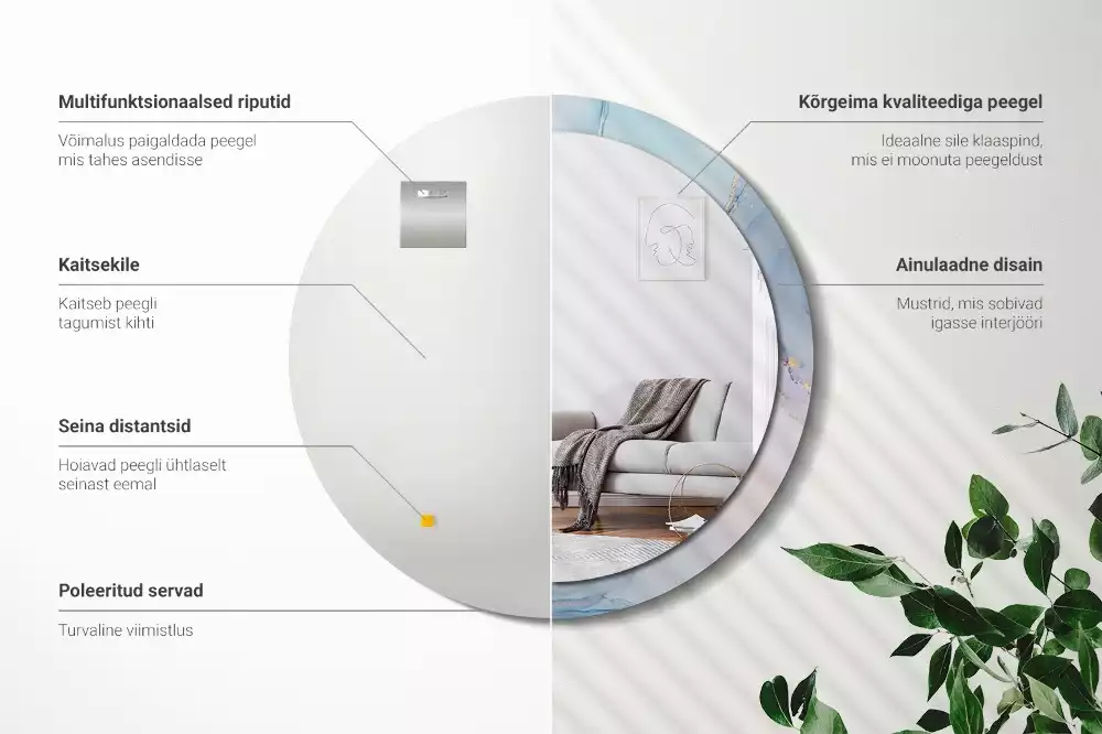 Oglindă rotundă ramă cu imprimeu Lichid abstract