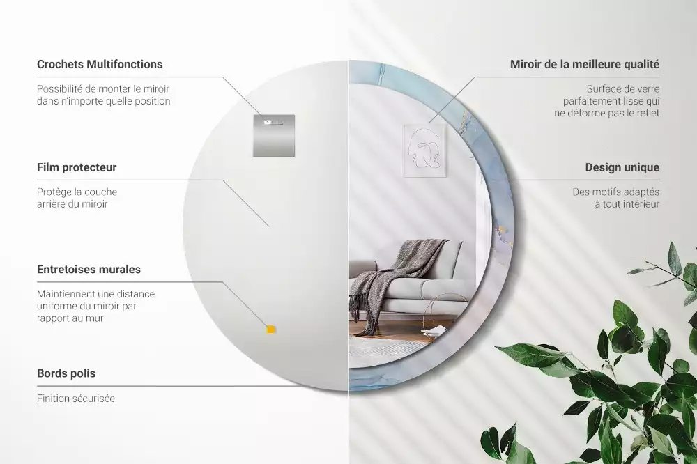 Oglindă rotundă ramă cu imprimeu Lichid abstract