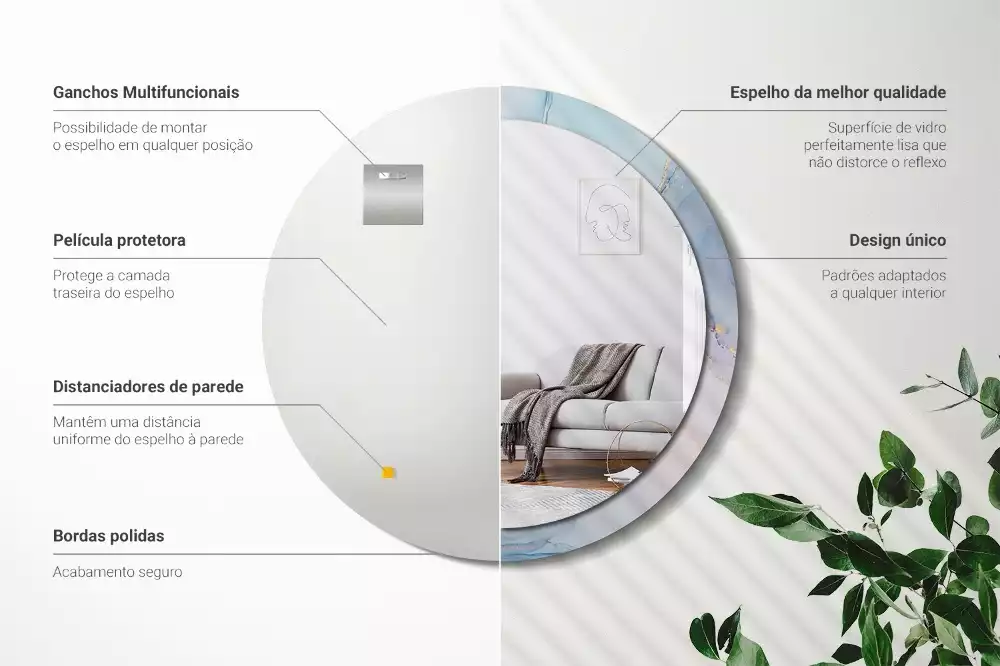 Oglindă rotundă ramă cu imprimeu Lichid abstract