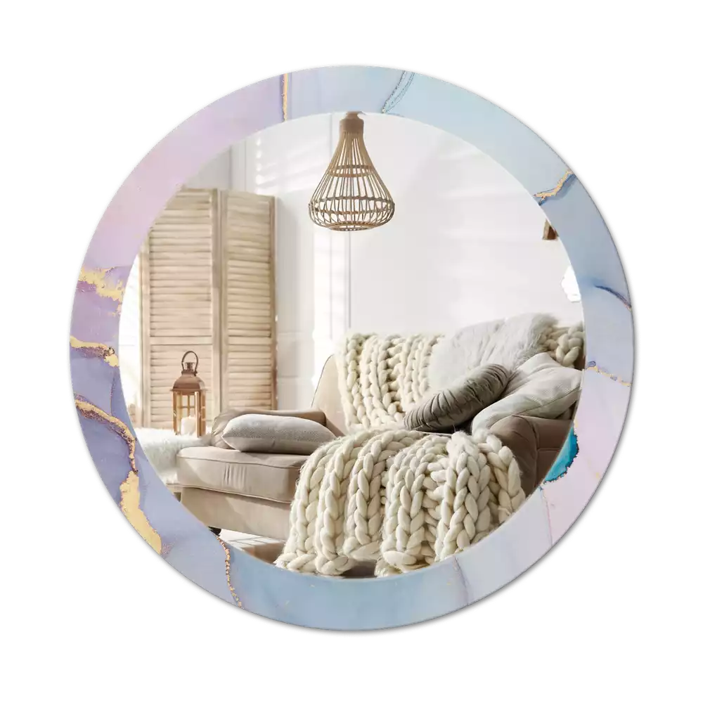 Oglindă rotundă ramă cu imprimeu Lichid abstract