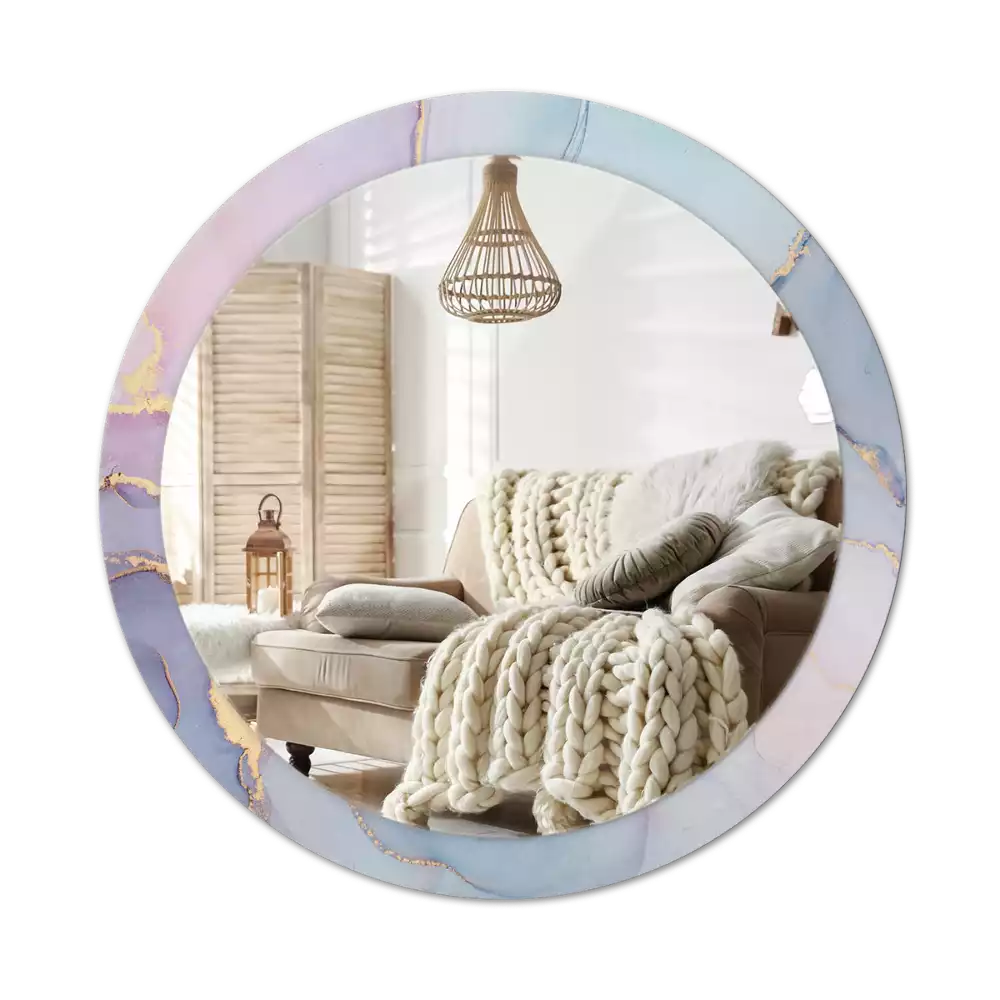 Oglindă rotundă ramă cu imprimeu Lichid abstract