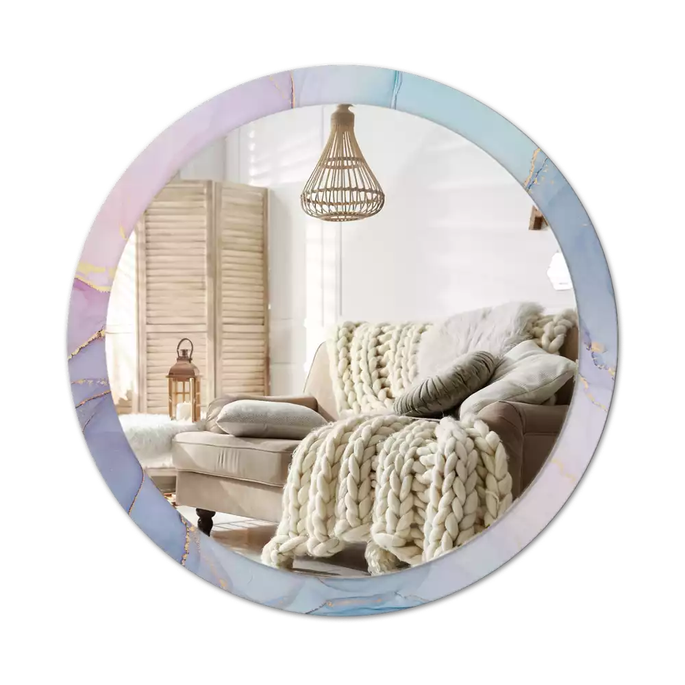 Oglindă rotundă ramă cu imprimeu Lichid abstract