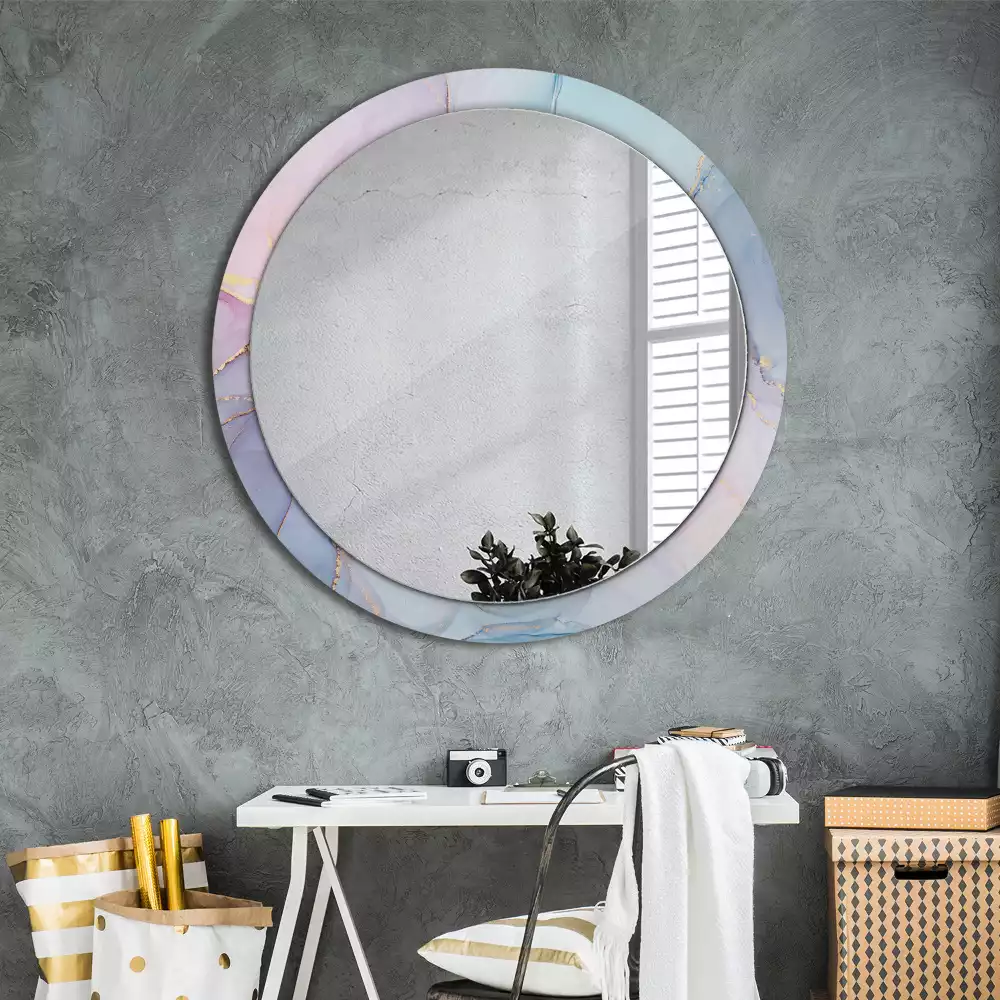 Oglindă rotundă ramă cu imprimeu Lichid abstract