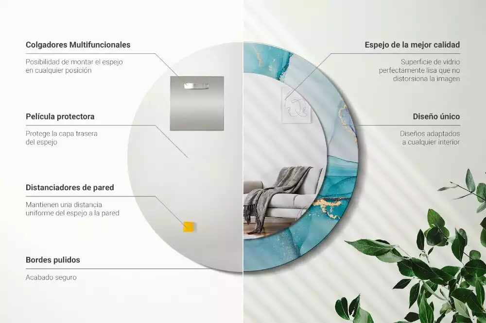 Oglindă rotundă ramă cu imprimeu Lichid abstract