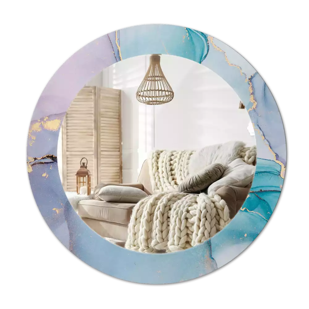 Oglindă rotundă ramă cu imprimeu Lichid abstract