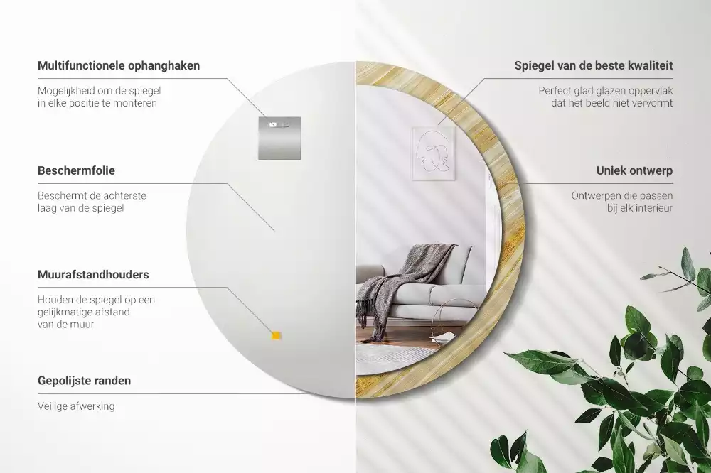 Oglindă rotundă imprimată Model abstract