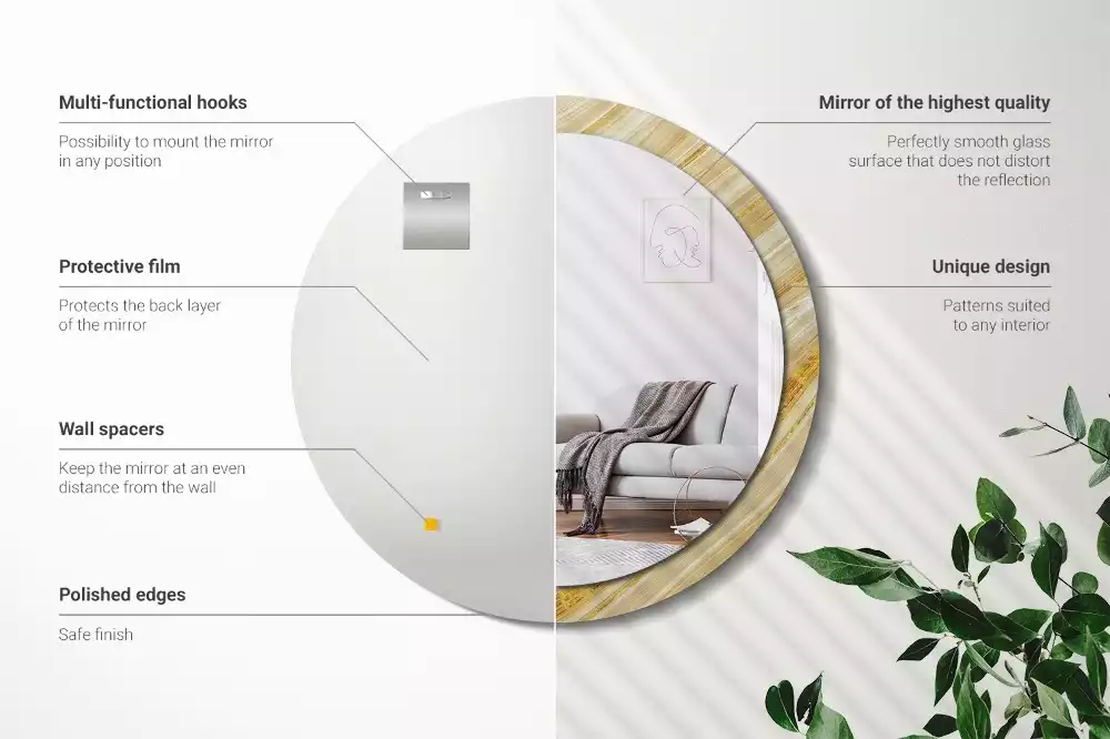 Oglindă rotundă imprimată Model abstract