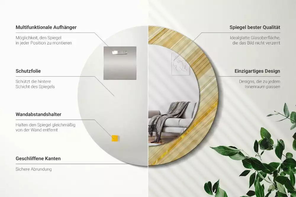 Oglindă rotundă imprimată Model abstract