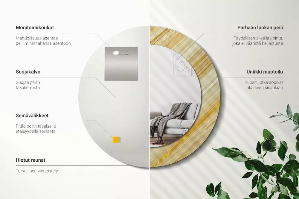 Oglindă rotundă imprimată Model abstract