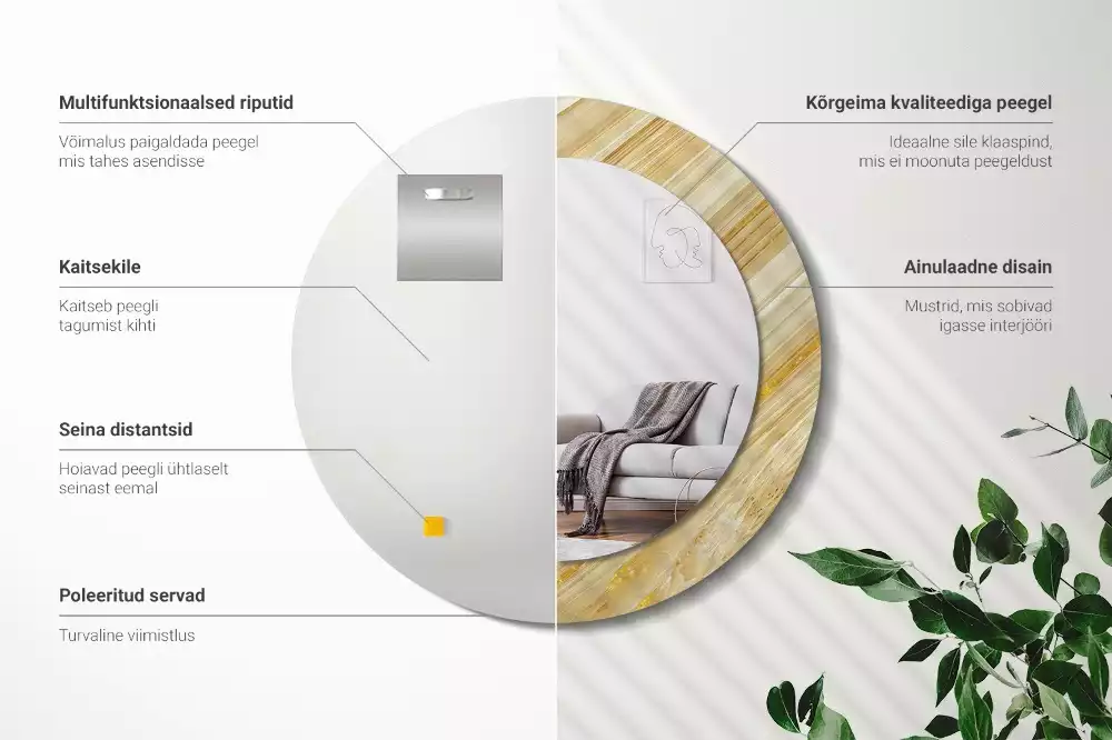 Oglindă rotundă imprimată Model abstract