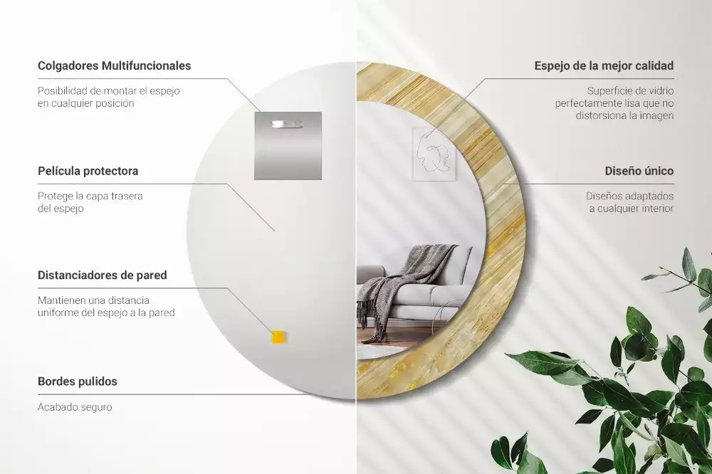 Oglindă rotundă imprimată Model abstract