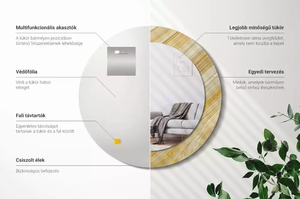 Oglindă rotundă imprimată Model abstract