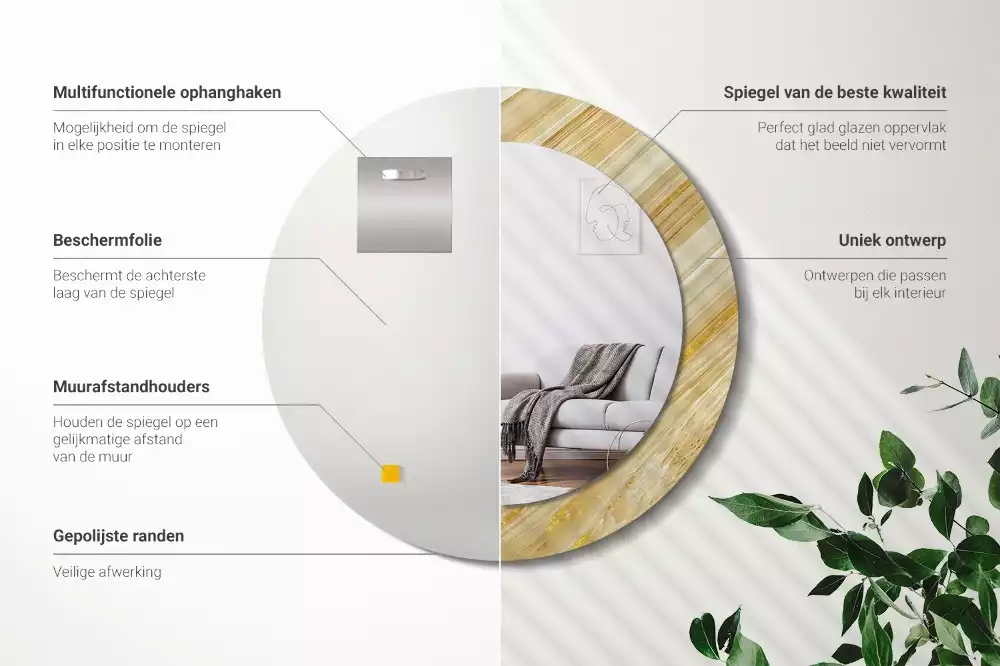 Oglindă rotundă imprimată Model abstract