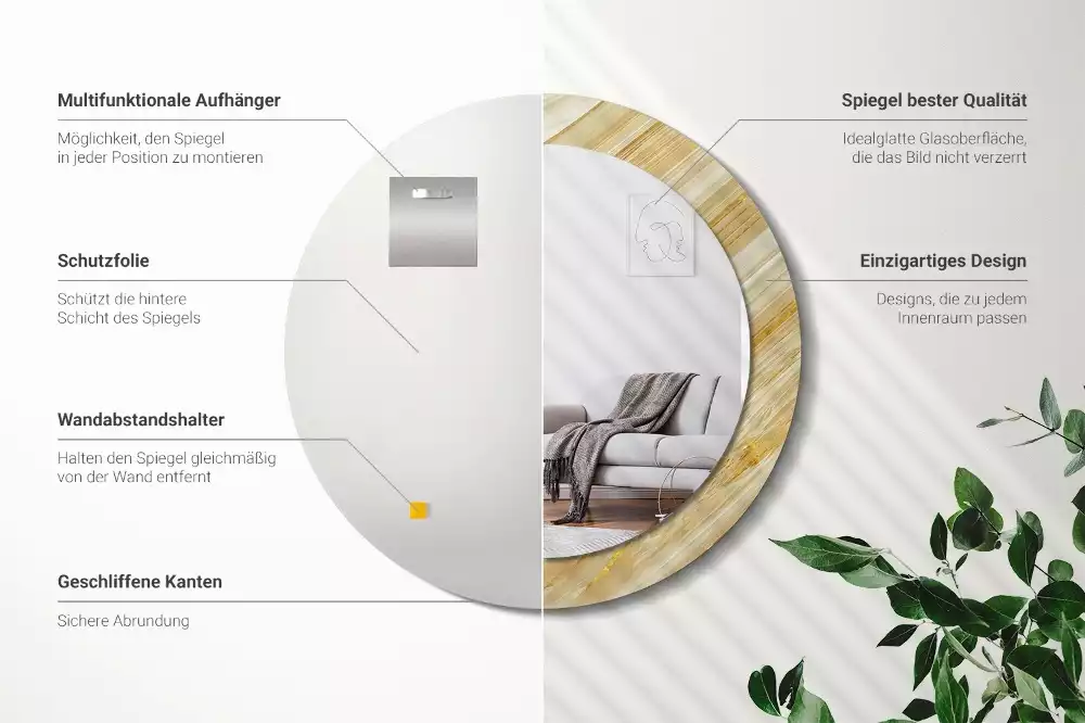 Oglindă rotundă imprimată Model abstract