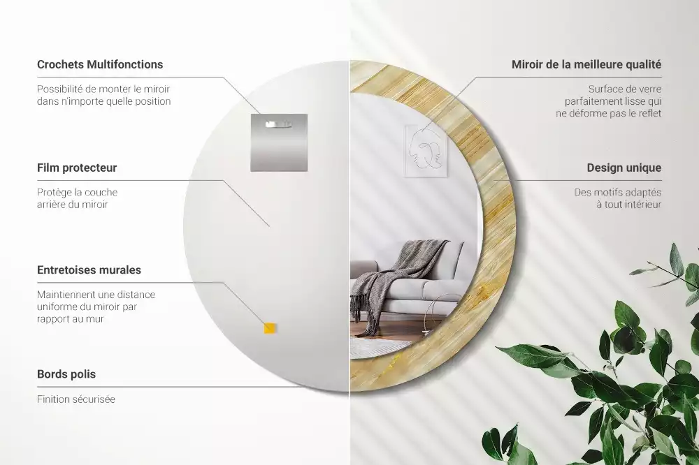 Oglindă rotundă imprimată Model abstract