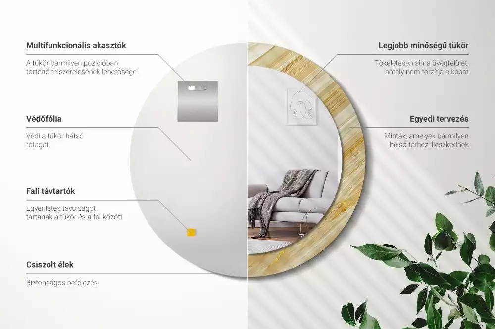 Oglindă rotundă imprimată Model abstract