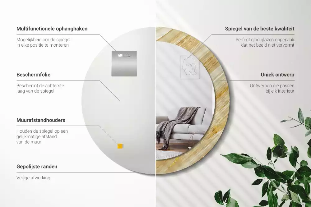 Oglindă rotundă imprimată Model abstract