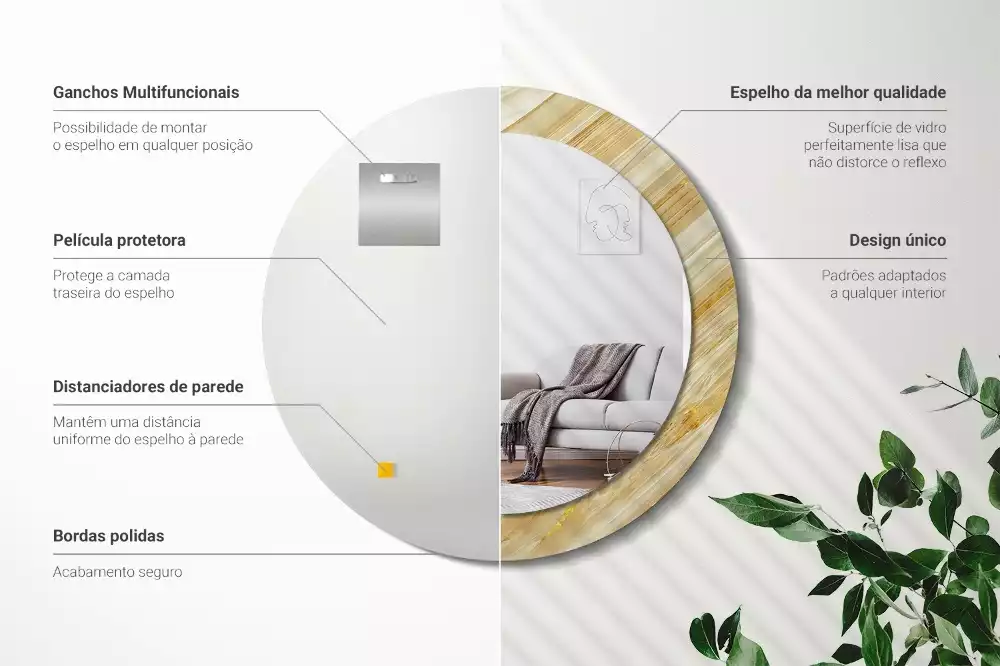 Oglindă rotundă imprimată Model abstract