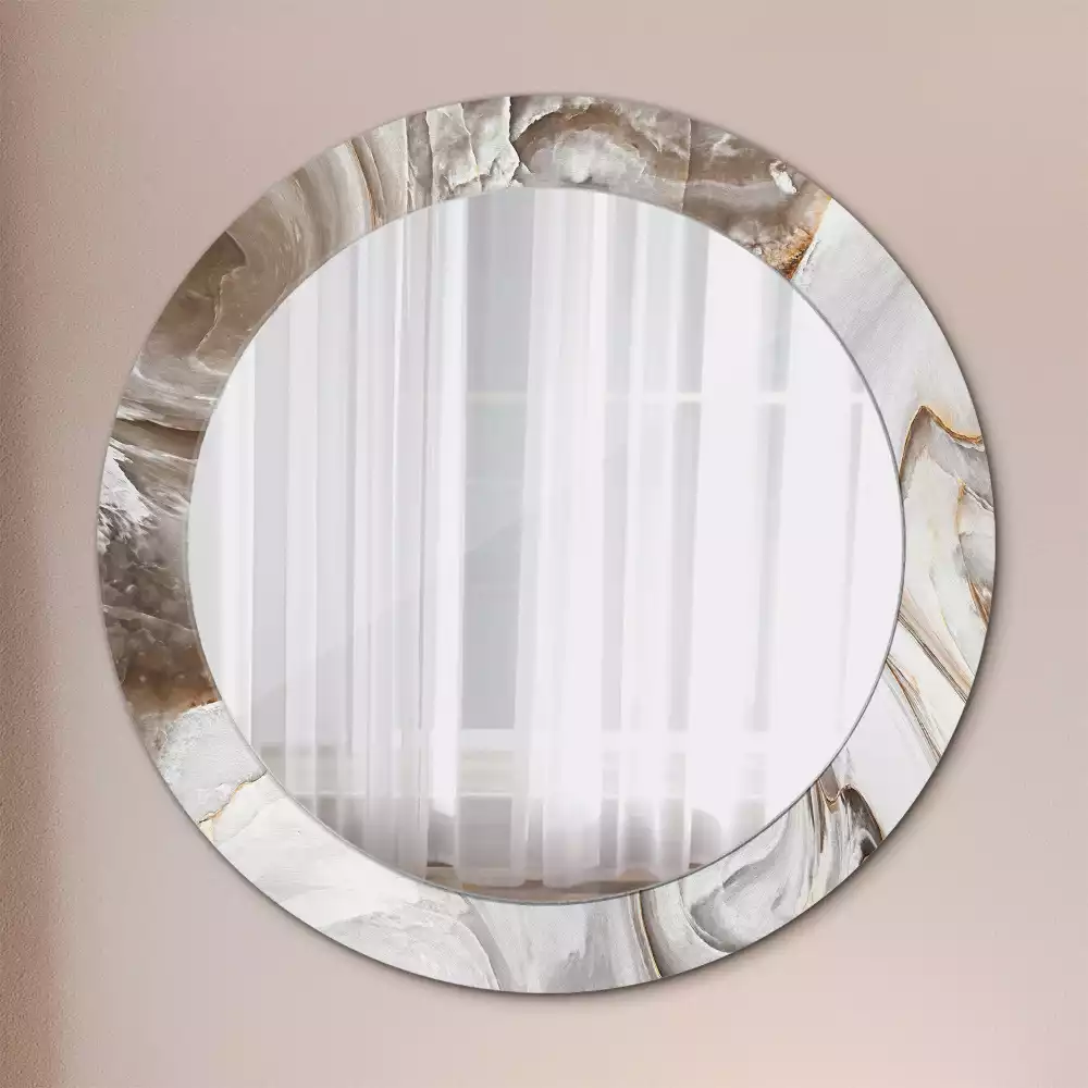 Oglindă rotundă imprimată Marmură deschisă