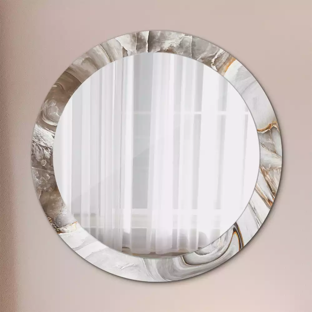 Oglindă rotundă imprimată Marmură deschisă
