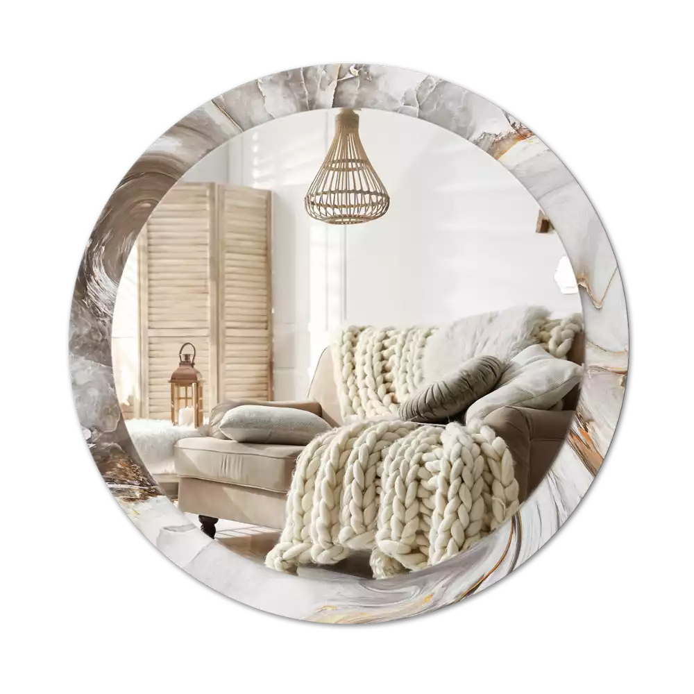 Oglindă rotundă imprimată Marmură deschisă