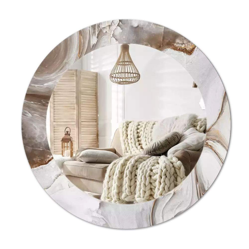Oglindă rotundă imprimată Marmură deschisă