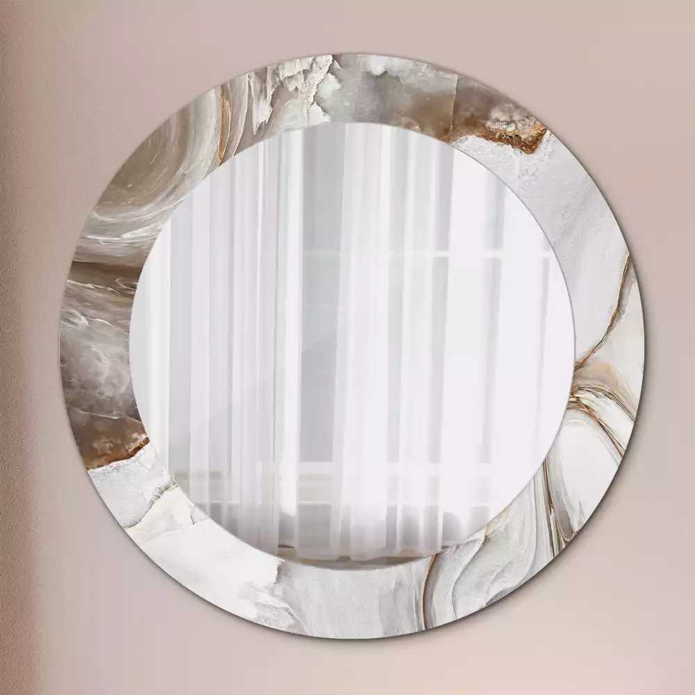 Oglindă rotundă imprimată Marmură deschisă