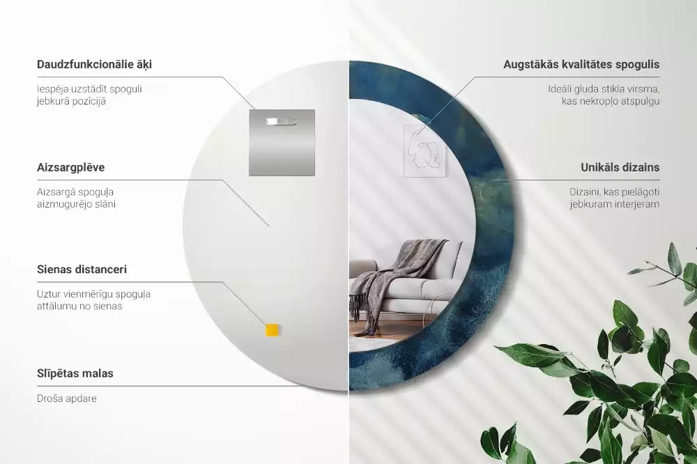 Oglindă rotundă imprimată Onyx marmură