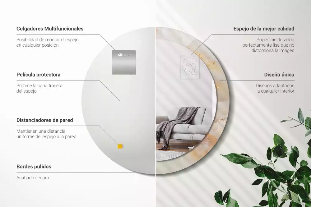 Oglindă cu decor rotundă Marmură onix