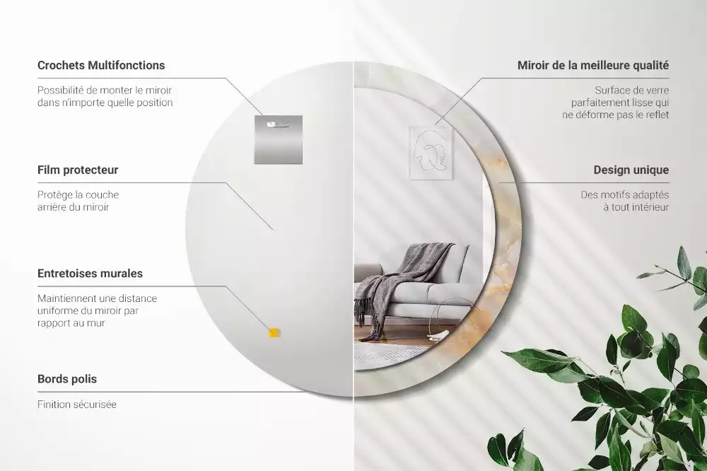 Oglindă cu decor rotundă Marmură onix