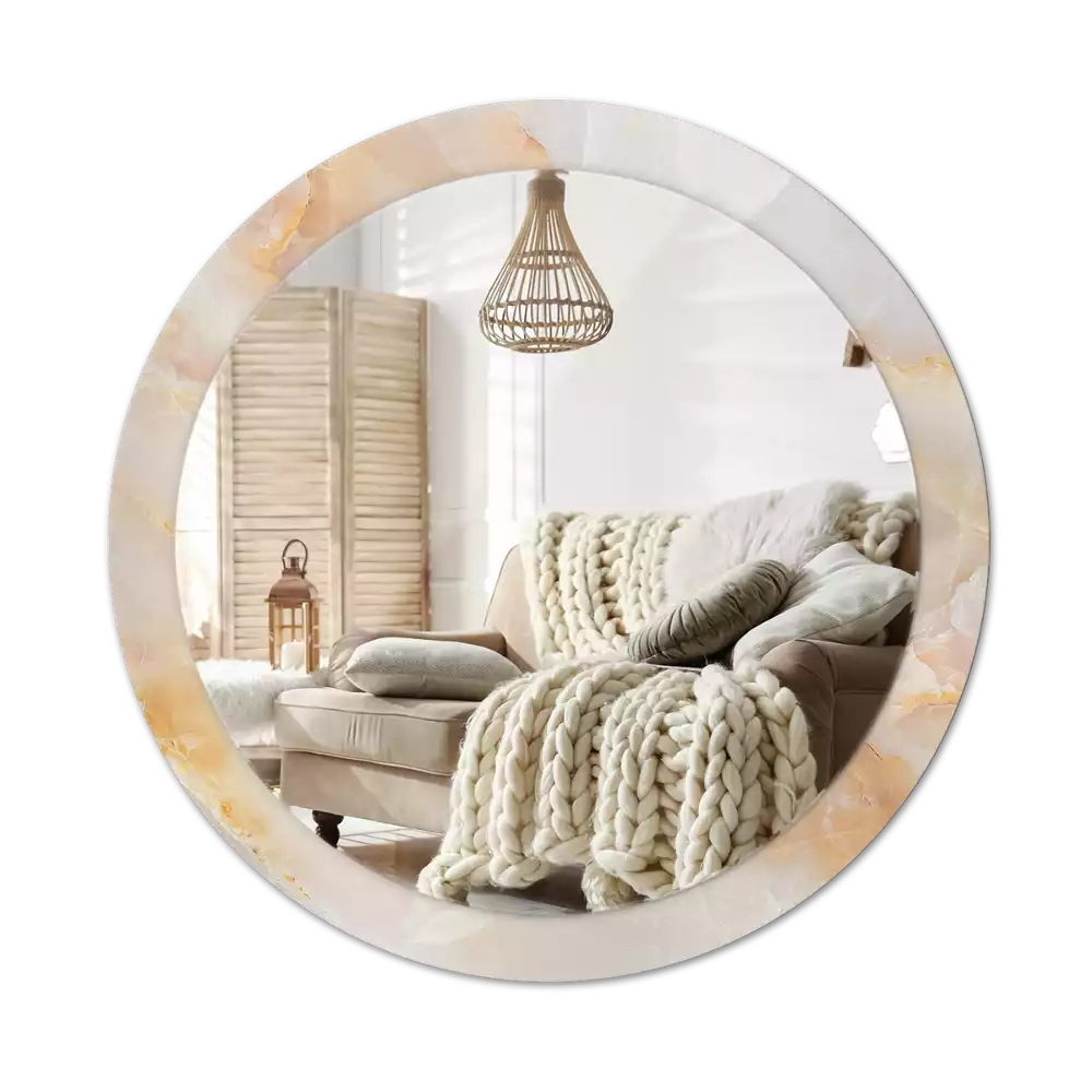 Oglindă cu decor rotundă Marmură onix