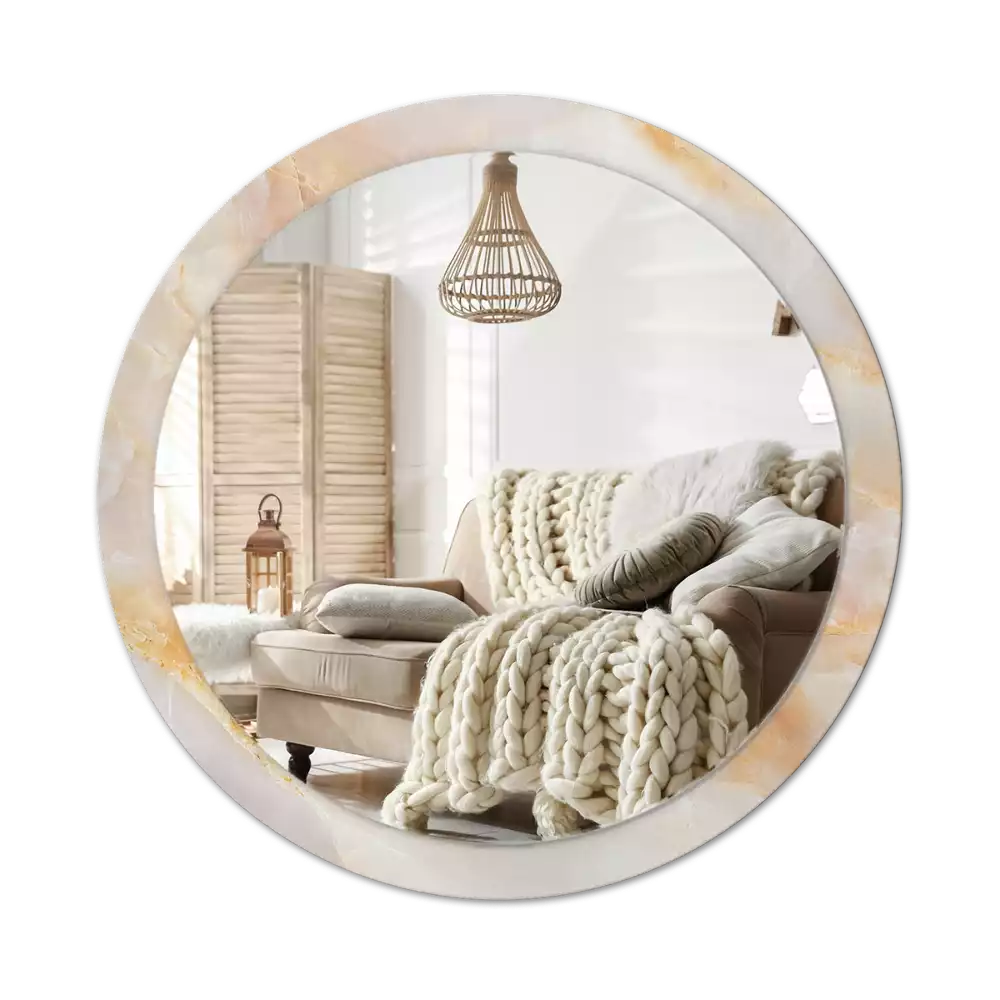Oglindă cu decor rotundă Marmură onix