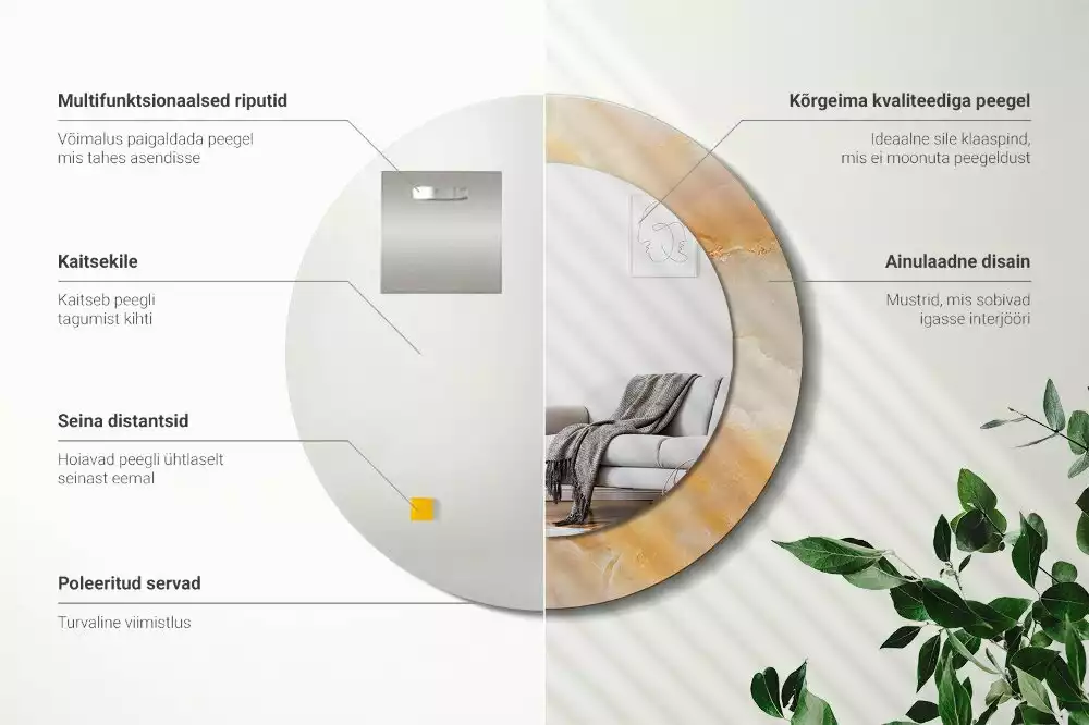 Oglindă cu decor rotundă Marmură onix