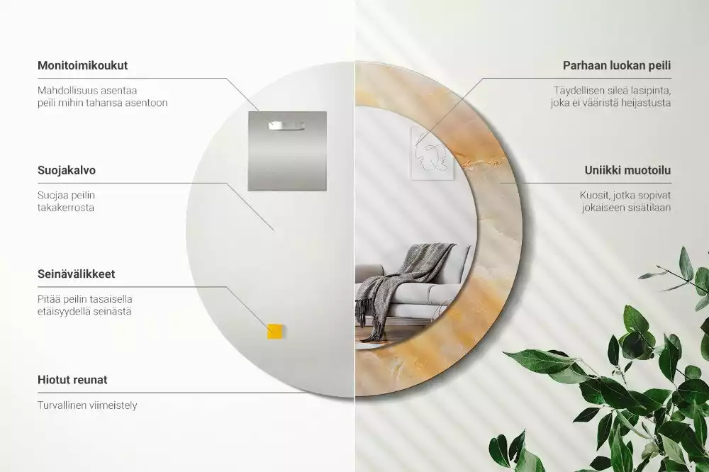 Oglindă cu decor rotundă Marmură onix