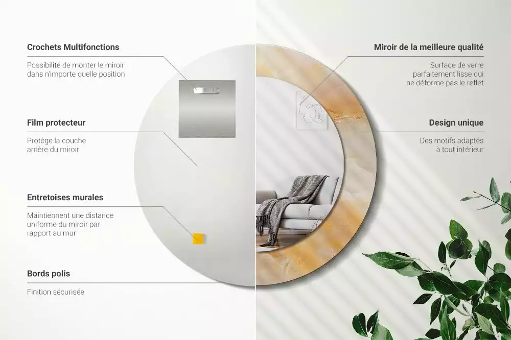 Oglindă cu decor rotundă Marmură onix