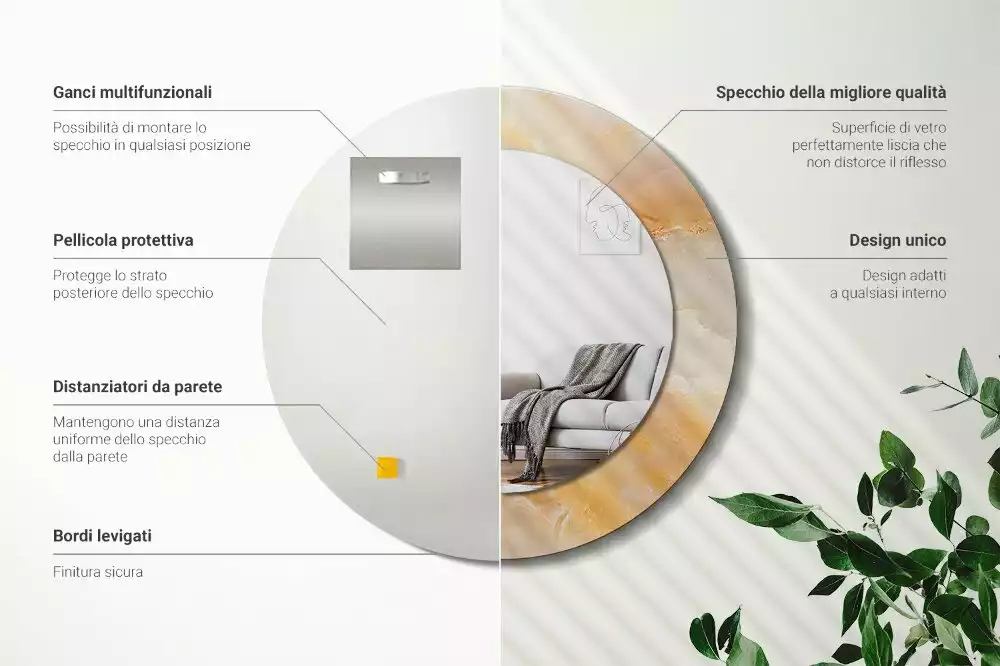 Oglindă cu decor rotundă Marmură onix