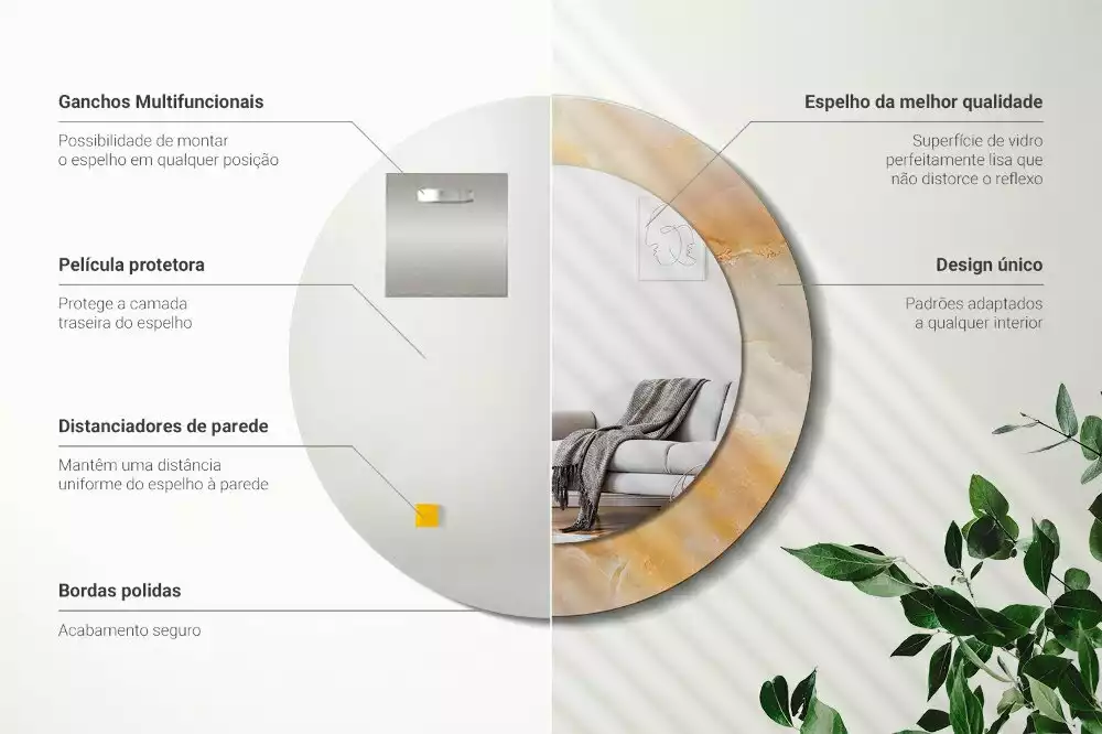 Oglindă cu decor rotundă Marmură onix