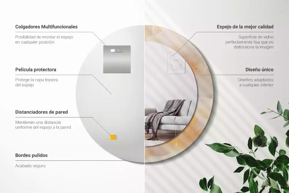 Oglindă cu decor rotundă Marmură onix