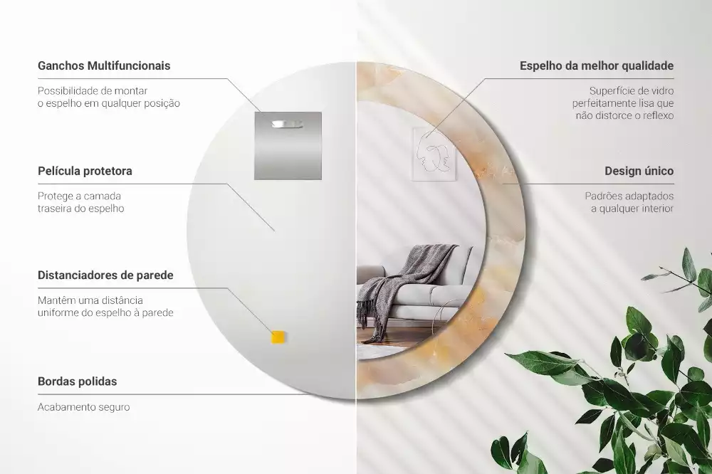 Oglindă cu decor rotundă Marmură onix