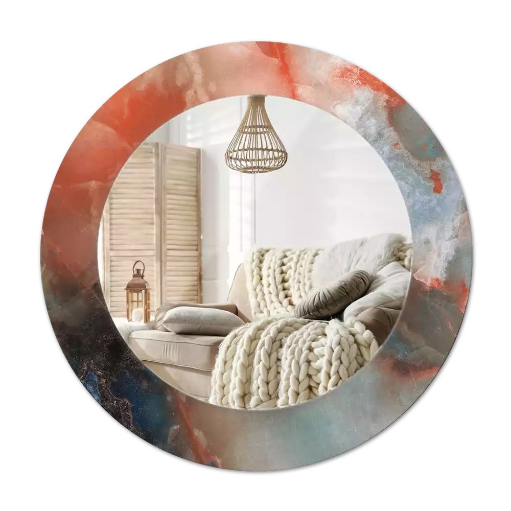 Oglindă cu decor rotundă Marmură onix