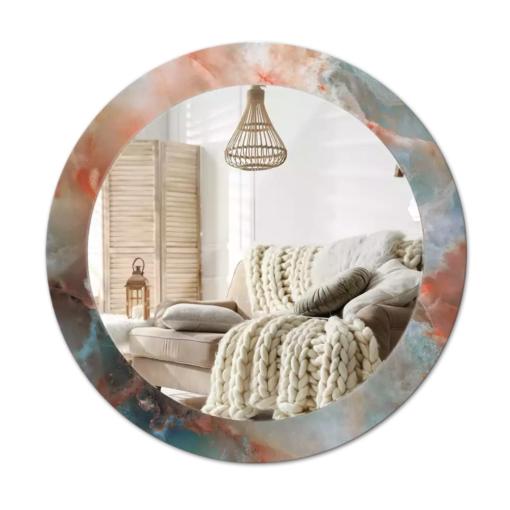 Oglindă cu decor rotundă Marmură onix