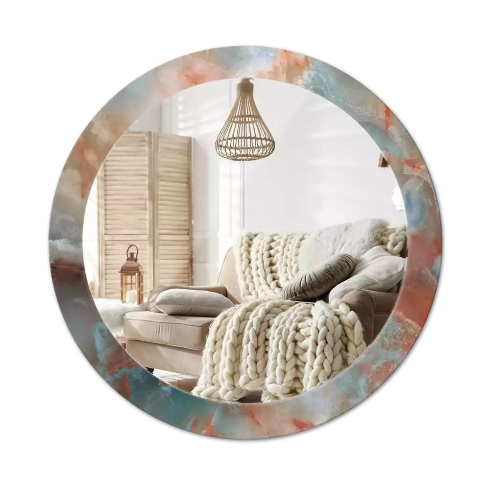 Oglindă cu decor rotundă Marmură onix